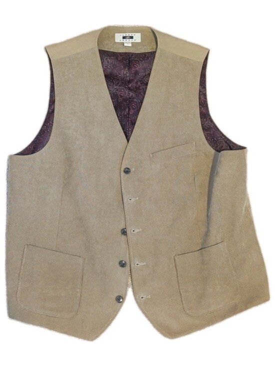 Joseph Abboud Other - Mens Joseph Abboud Corduroy Suit Vest Brown Camel Xl Formal Wedding Office Prom